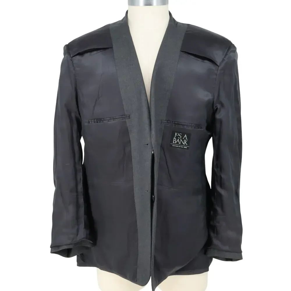 Jos A Bank Sport Coat Mens 46R Gray Wool Tweed Lined Blazer Jacket Preppy